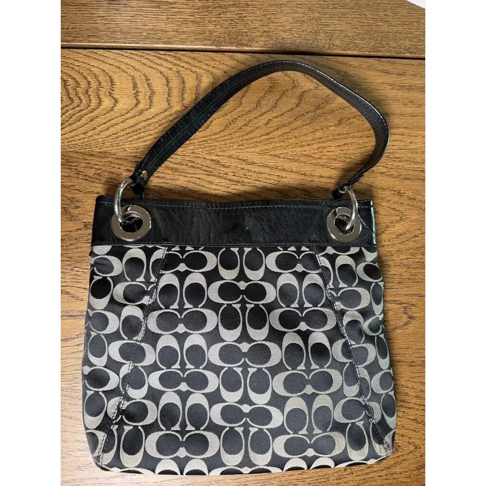 Vintage Coach Signature Hobo Ashley Shoulder Bag Black